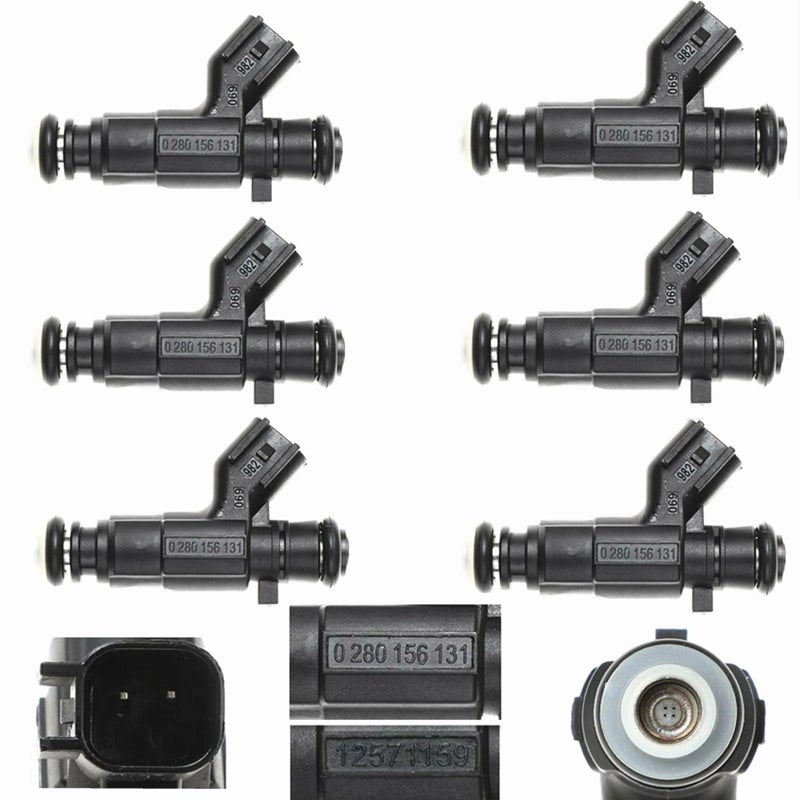 IXGKHC 6 قطع حقن وقود متطابقة التدفق 3.6 لتر لسيارات كاديلاك CTS SRX 2004-2006، لسيارات كاديلاك STS 2005-2006، لسيارات بويك لاكروس 2005-2008، لسيارات بويك رينديزفوس 2004-2006، استبدال OE# 0280156131 12571159 - Image 1